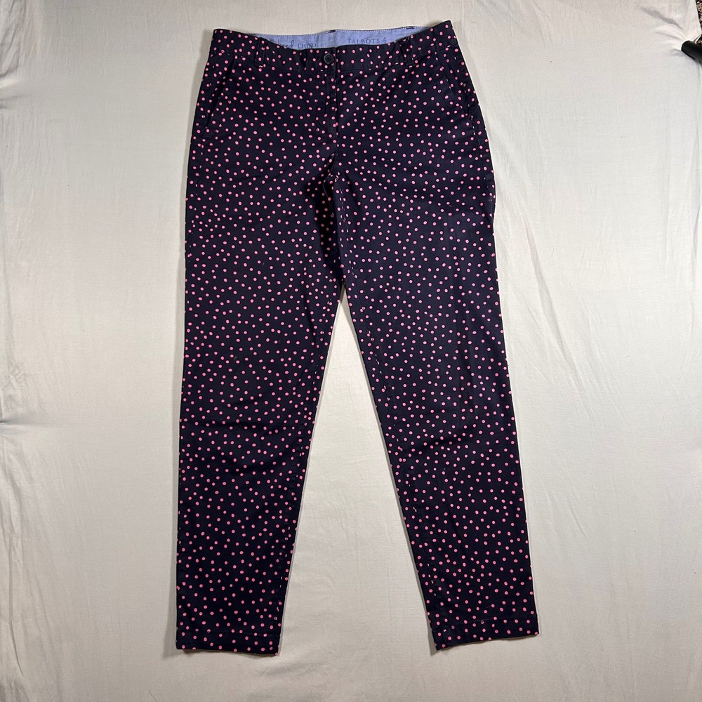 Talbots Polka‎ Dot Navy Blue Pink Cotton Blend Pants Women's Size 4 Chinos